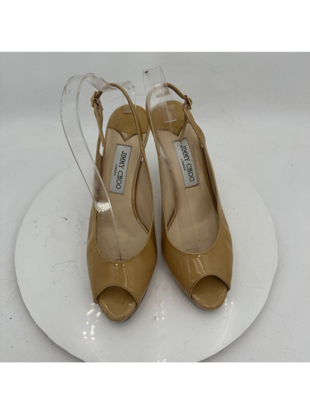 Jimmy Choo Women Size EU 39.5 US 9.5 Brown Leather Peep Toe Pump Heel Shoes - Picture 3 of 10